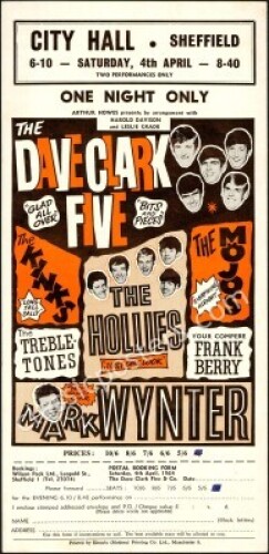 Rare 1964 Dave Clark Five Handbill