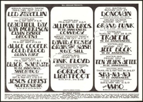 Scarce Bill Graham Presents Led Zeppelin Poster