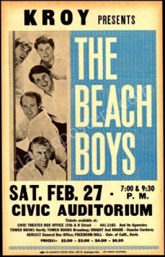 Rare 1965 Beach Boys Sacramento Poster
