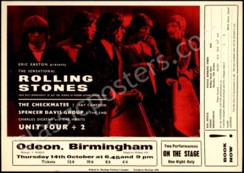 Rare 1965 Rolling Stones Birmingham Handbill