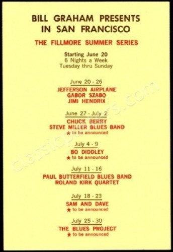 Scarce 1967 Bill Graham Summer Series Handbill