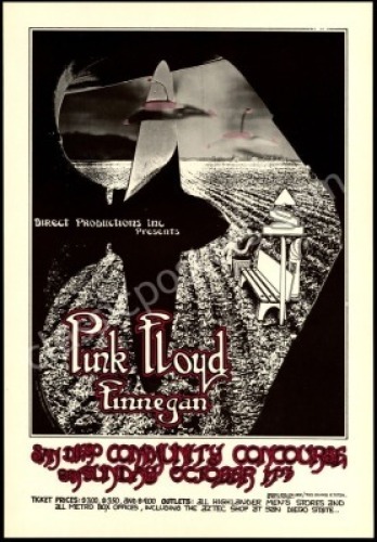 Scarce 1972 Pink Floyd San Diego Poster