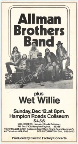 1971 Allman Brothers Virginia Poster