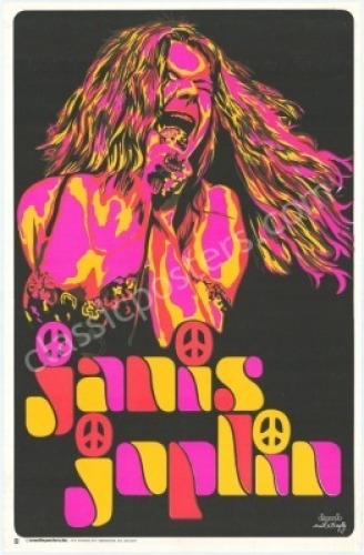 Gorgeous Janis Joplin Black Light Poster