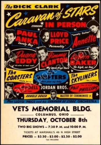 Superb 1959 Dick Clark Caravan of Stars Handbill