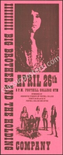 Scarce Janis Joplin Foothill College Handbill