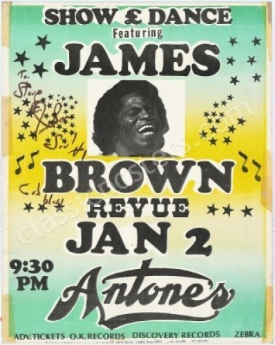 Rare Signed James Brown Antone’s Cardboard Poster