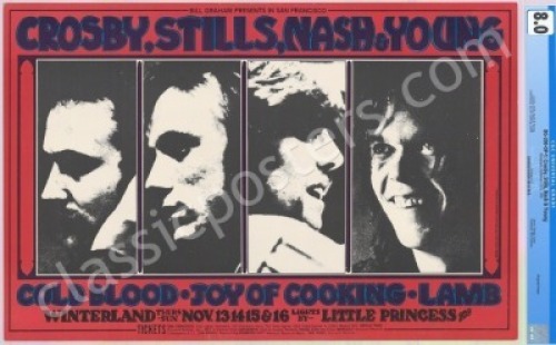 Scarce Certified BG-200 CSNY Poster