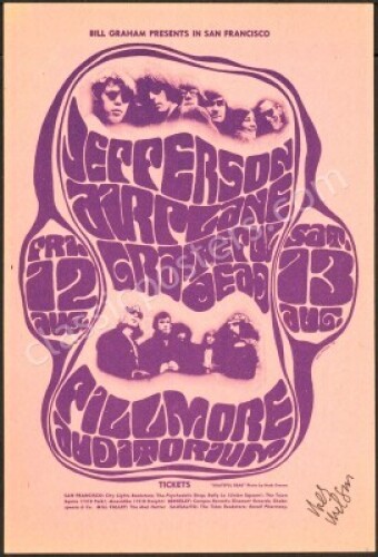 Nice Signed BG-23 Grateful Dead Handbill