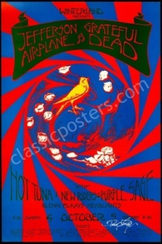 Popular Signed Grateful Dead and Jefferson Airplane Poster