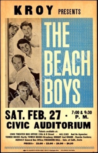 1965 Beach Boys Sacramento Poster