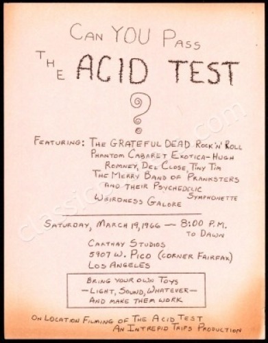 Extremely Rare Carthay Studios Pink Acid Test Handbill