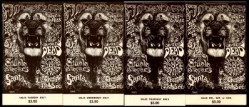 Scarce BG-134 Grateful Dead Ticket Set