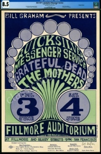 Signed and Certified Original BG-9 Grateful Dead Poster