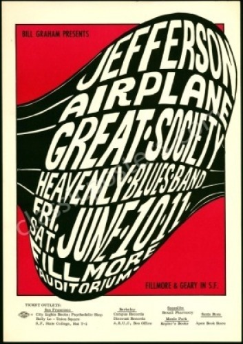 Very Nice Original BG-10 Jefferson Airplane Poster