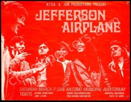 1970 Jefferson Airplane San Antonio Handbill