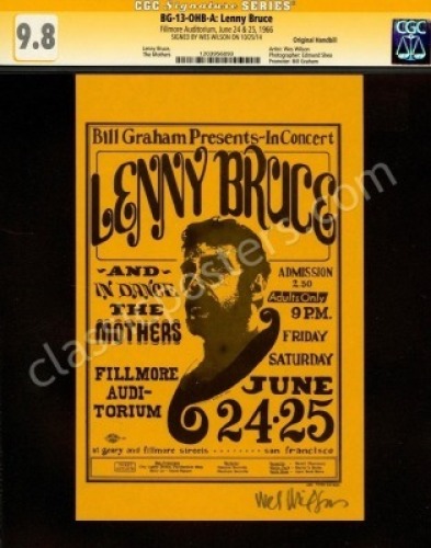 Scarce Signed BG-13 Lenny Bruce Handbill