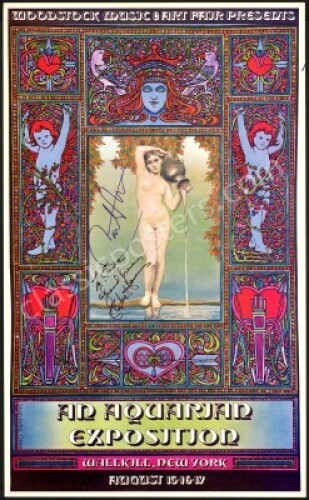 Carlos Santana-Signed AOR 3.2 Woodstock Poster