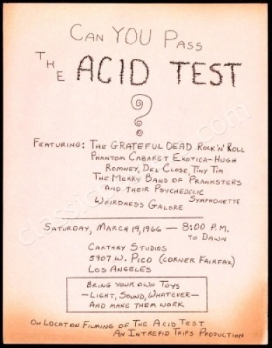 Rare Carthay Studios Pink Acid Test Handbill