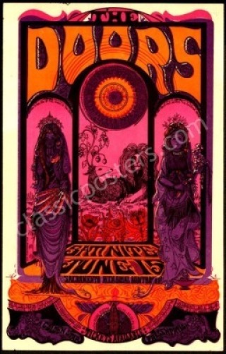 Beautiful AOR 3.21 The Doors Sacramento Handbill