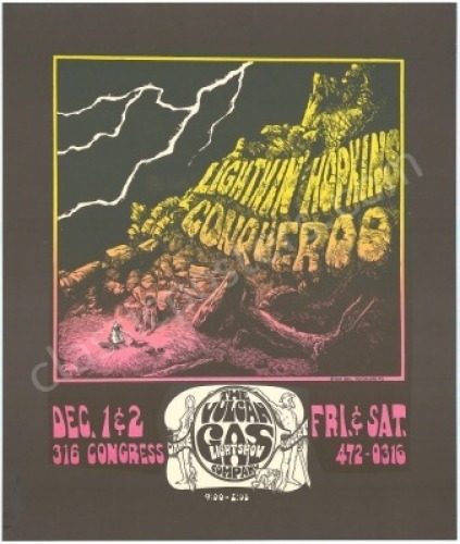 Scarce VG-6 Vulcan Gas Lightnin’ Hopkins Poster