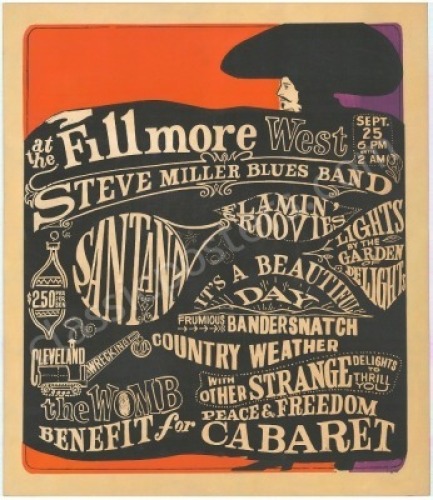 Rare 1968 Fillmore Peace & Freedom Benefit Poster