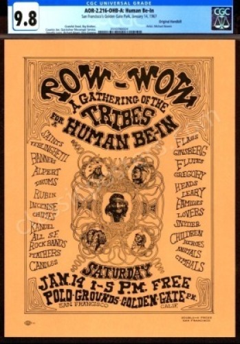 Scarce Certified AOR 2.216 Human Be-In Handbill