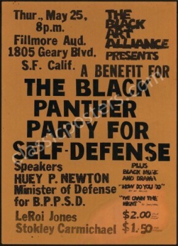 Rare 1967 Black Panther Fillmore Auditorium Poster