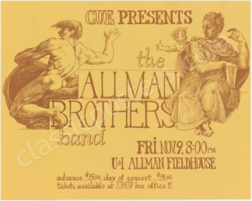 Rare 1973 Allman Brothers Iowa Poster