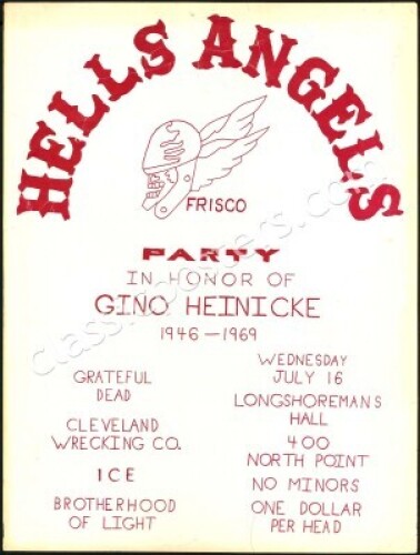 Rare 1969 Grateful Dead Hells Angels Poster