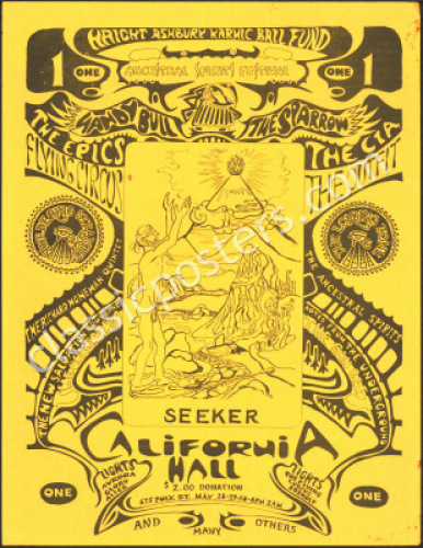 Scarce 1967 California Hall Benefit Handbill