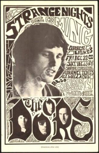 Rare 1967 The Doors Shrine Auditorium Handbill