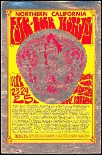 1969 Northern California Folk-Rock Festival Foil Handbill