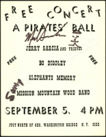 Signed 1973 Jerry Garcia / Hell's Angels Pirates Ball Handbill