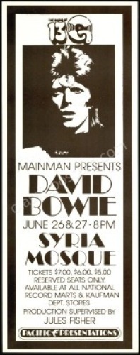 Attractive 1974 David Bowie Poster