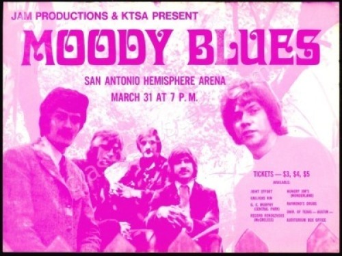 Scarce Moody Blues San Antonio Handbill