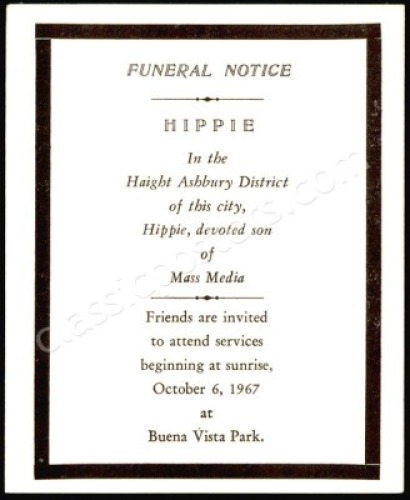 Rare Death of Hippie Handbill