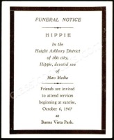 Rare Death of Hippie Handbill