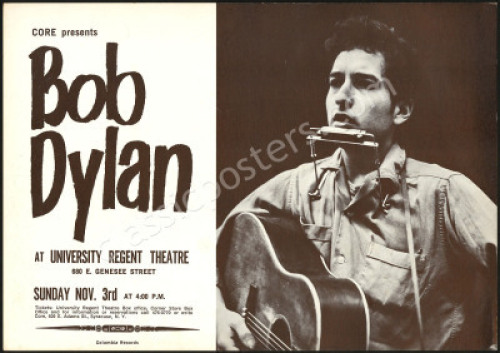 Incredible 1963 Bob Dylan CORE Syracuse Poster