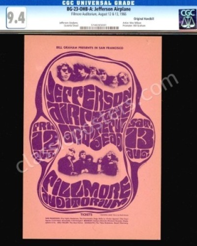 Beautiful Certified BG-23 Grateful Dead Handbill