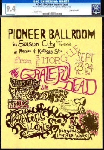 Rare AOR 2.184 Pioneer Ballroom Grateful Dead Handbill