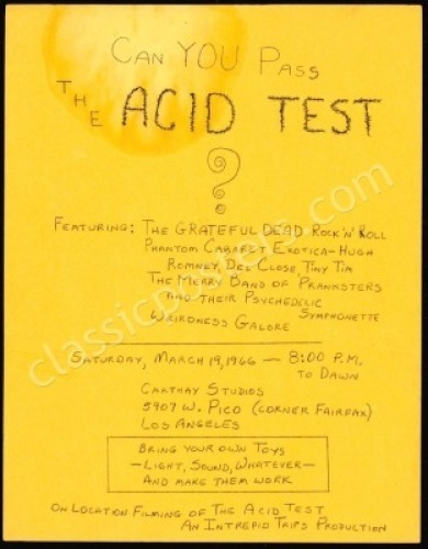 Elusive Carthay Studios Acid Test Handbill