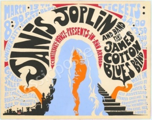 Fabulous Janis Joplin Ann Arbor Blacklight Poster