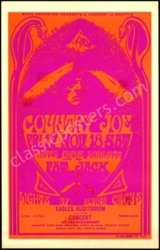 Rare Country Joe & The Fish Eagles Auditorium Poster