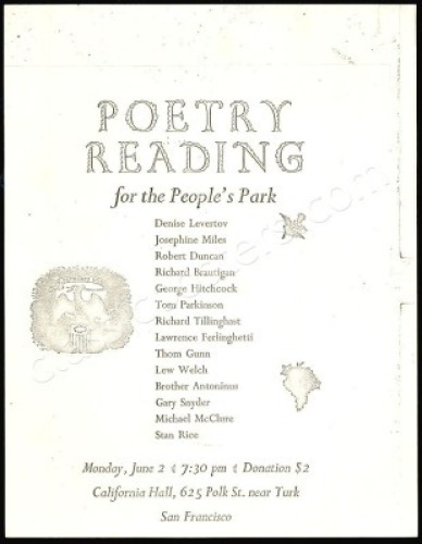 California Hall Poetry Reading Handbill