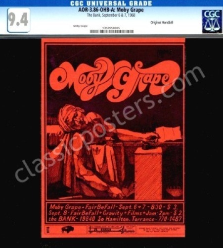 Certified AOR 3.86 Moby Grape Handbill