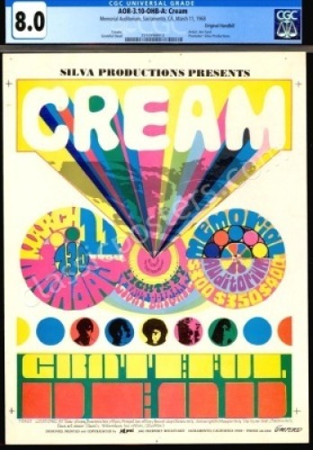 Signed and Certified AOR 3.10 Cream Grateful Dead Handbill