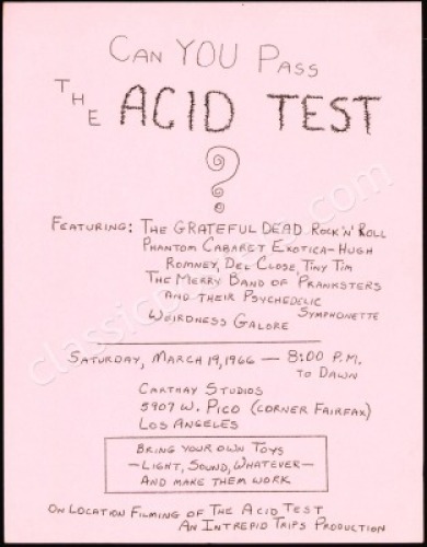 Stellar Carthay Studios Acid Test Handbill