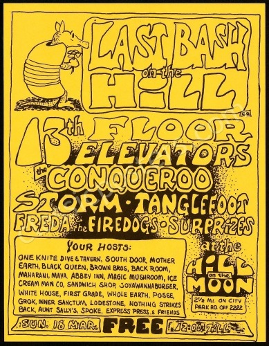 1973 13th Floor Elevators and Willie Nelson Hill on the Moon Handbill