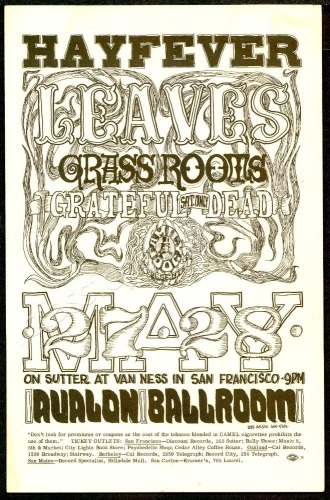 Rare FD-10 Grateful Dead Hayfever Handbill